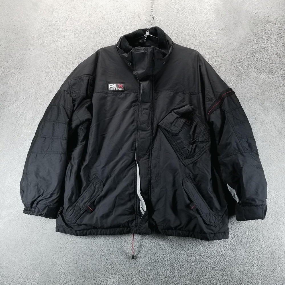 RLX Polo Sport Jacket Mens XL Black Ski Insulated Nylon Winter Snow Outdoor‎